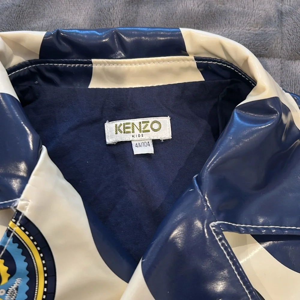 Kenzo Navy and White Polka Dot Raincoat y.